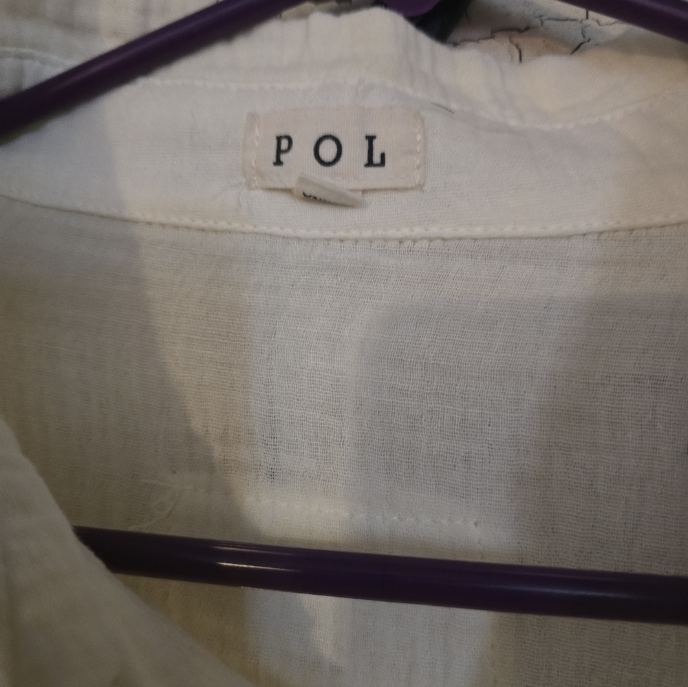 POL Oversize Boho Style Knit Sleeve Button-Down Shirt Blouse Small Fits Up 2 LG - Picture 4 of 7